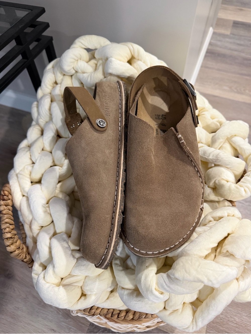 Birkenstock Suede Clog Mules in Brown - Picture 2 of 4